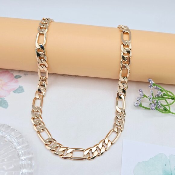 Bold Rose Gold Cuban Link Chain Necklace, 19.7 Inch Luxe Design, XPNL0031 - Picture 1 of 12
